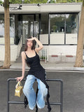 Yipinpay Spicy Girl Sexy Small Camisole with Irregular Ruffle Edge Summer New Chic Waist Slimming Tank Top for Women Summer Outwear