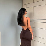 yipinpay Skims Dress Women Summer Dress Sleeveless Brown Bodycon Dress Female Solid Tank Dress Ruched Streetwear Sexy Dress