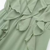 Yipinpay Green Ruffle Dress Woman Chiffon Slip Long Dress Women Asymmetric Backless Sexy Party Dresses Midi Holiday Summer Dresses