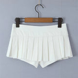 Yipinpay 2024 Cool Girl Y2K American Retro Pleated Mini Skirt Sexy Low Waist Side Button Women Summer Skirts With Shorts Lining
