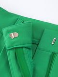 Yipinpay Pleated Elegant Wide Leg Pants Women High Waist Floor-Length Palazzo Trousers With Pocket Fashion Lady Office Pants