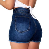 Yipinpay Summer New Grey Blue High Waist Ripped Denim Shorts For Women Fashion Slim Stretch Sexy Skinny Jeans Shorts S-3XL Drop Ship