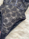 Yipinpay Women Halter Floral Embroidery Bodysuits French Style Lace Slim Playsuits Streetwear Backless Transparent Sexy Rompers