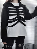 Yipinpay Women's Y2K Goth Cutout Zip-up Sweatshirt Grunge Long Sleeve Punk Harajuku Unisex Hooded Skeleton Hollow Pullovers