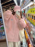 Yipinpay Fleece Fluffy Jacket Oversize Lazy Pink Designer Plush Jacket Streetwear Harajuku Zipper Solid Coat Korean Style Clothes
