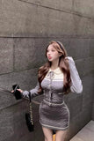Yipinpay Girl College Style Suit Women's Autumn/Winter Peter Pan Collar Twists Knitted Cardigan Wrap Hip Short Skirt Two-piece Set