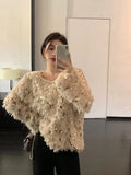 Yipinpay Sleeve Top Y2k Clothes Sueter Mujer Korean Fashion Oversized Sweater Jumper Pullover V Neck Sweet Sequin Sweaters Women