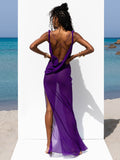 Yipinpay Women Maxi Dress 2023 Fashion Backless Cover Ups Chiffon Sundress Vestido Beachwear Long Beach Dress Summer Outfits Bodycon