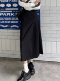 Yipinpay Irregular Long Skirt Women Vintage Y2K High Waist A-line Patchwork Pleated Skirt School Casual 90s Streetwear Summer