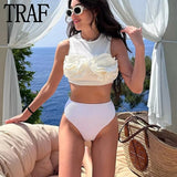 Yipinpay Flower Crop Top Women Off White Tank Top Female Sleeveless Summer Sexy Tops Woman Fashion Y2k Streetwear Going Out Tops