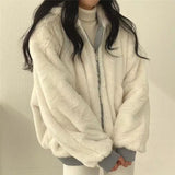 Yipinpay Two-Sided Wear Lambswool Cotton Jacket Korea Down Women's Jacket Winter New Zipper Hooded Cotton Jacket Parkas
