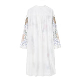 Yipinpay Off White Long Shirt Women Embroidery Blouse Female Long Sleeve Button Up Shirt Women Asymmetric Summer Blouses Woman 2023