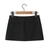 Yipinpay Y2K Low Waist Mini Skirt With Short Lining Women Gray Black Summer A Line Skirts Party