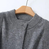 Yipinpay Spring 2024 Women French Gray Blended Knit Vest O Neck Single Breasted Ladies Casual Waistcoat Tops High Quality