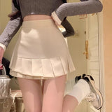 Yipinpay Sexy Mini Skirt Woman Spring New Fashion High Waist Sweet Elegant Pleated Skirt Girl Streetwear Casual French Style