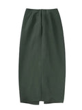 Yipinpay Knot Pencil Long Skirt Women High Waist Pleated Split Skirt Sets Streetwear Summer Skirts Woman 2023 Elegant Midi Skirts