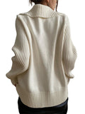 Yipinpay Autumn Winter Casual Zipper Y2K Fairy Cardigan Women Turtleneck Long Sleeve Oversized Knitted Basic Loose Sweate