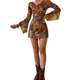 Yipinpay Women Sexy Dresses Evening Party Fall Winter Clothes 2023 Vintage Bodycon Long Sleeve Mini Dresses for Day and Night Party