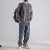 Yipinpay Men Sweaters Autumn Solid Color Wool Sweaters Korean Fashion Slim Fit Knitted Pullovers Casual Retro Warm Street Wear Clothes