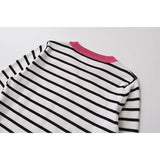 Yipinpay New Women Long Sleeve O Neck Striped Casual Knit Sweater