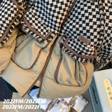 Yipinpay Winter Coat Women Patchwork Parkas Warm Lamb Wool Coat High Collar Parkas Fur Puffer Plaid Jacket Women Loose Top