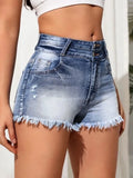 Yipinpay Summer New Fashion Ripped Skinny Denim Shorts For Women Sexy Stretch Tassel Jeans Shorts Casual Female Clothing S-2XL
