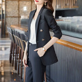 Yipinpay Women's Spring Autumn Professional Suit Jacket Matching Set Korean Elegant Casual Blazers+Pants Two Piece Female Trousers Suit