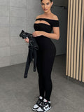 Yipinpay Solid Color New Sportswear Casual Jumpsuit Women Hollow Out Shoulder Tight Sexy Jumpsuit Femme Fitness Jumpsuit Workwear