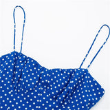 Yipinpay Polka Dot Corset Dress Woman Blue Slip Long Dress Women 2023 Backless Sexy Party Dresses Women Summer Midi Evening Dresses