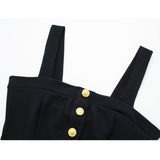 Yipinpay Black Long Skirts For Women Fashion 2023 Button Mid-Waist Midi Skirt With Slit Textured Summer Elegant Women's Skirts Sets