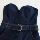Yipinpay Off Shoulder Denim Jumpsuit Women Corset Long Jumpsuits Woman 2023 Summer Backless Baggy Jumpsuit Elegant Women's Overalls