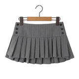 Yipinpay Y2K Pinstripe Pleated Mini Skirt Women Sexy Low Waist Short Skater Skirts Jupe