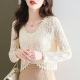 Yipinpay sweater, short, small, thin, sunscreen jacket, women's outerwear, cardigan, shawl, long sleeved, hollowed out top
