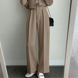 Yipinpay Piece Sets Women Outifits 2024 Fall Office Lady Pants Korean Blazer Suits Long Sleeve Fashion Coat Black High Waisted Pants