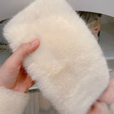 Yipinpay Sweet Hot Girl Pink Bow Neck Scarf Women's Autumn/Winter Faux Fur Cute Fury Scarf Fashion Female Trendy Accessories
