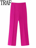 Yipinpay Women's Blazer Set 2 Pieces Fuschia Chic And Elegant Woman Jacket Long Sleeve Spring Jacket Business Casual Women Outfits