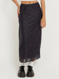 Yipinpay Vintage Y2k Floral Long Skirt Women Retro Print Mesh Patchwork Slim High Waist Elegant A-line Midi Skirt 90s Aesthetic 911