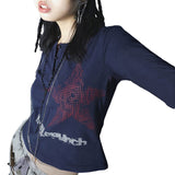 Yipinpay Women Vintage T-shirts Fall Winter 2023 Crop Top 2000s Clothes y2k Korean Style Graphic Aesthetic Long Sleeve Top Streetwear