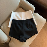 Yipinpay Wide Leg Black Suit Shorts Feminino Women Wild Pantalones Cortos De Mujer High Waist Sexy High Waist Zip Mujer