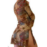 Yipinpay Women Sexy Dresses Evening Party Fall Winter Clothes 2023 Vintage Bodycon Long Sleeve Mini Dresses for Day and Night Party