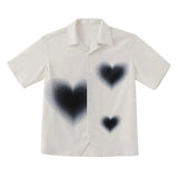 Yipinpay gradient heart Harajuku women blouse short-sleeved shirt cardigan pajamas collar goth Korean summer streetwear casual