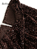 yipinpay Elegant Long Straight Skirts Women Sequins Split Luxury Vintage Office Ladies High Waist Pencil Skirt Korean Fashion