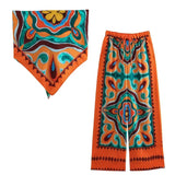 Yipinpay Printed Wide Leg Pants Women High Waist Baggy Pants Woman Fashion Summer Y2k Streetwear Casual Pants Set Women's Trousers