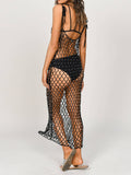 Yipinpay Sexy Pearl Beach Cover Up Women Fashion Summer Mesh Fishnet Tunic Crochet Swimwear Bikini Swim Wear Beach Dress Beachwear 911 920