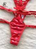 Yipinpay Strap PU Leather Sexy Bodysuits Ladies Sleeveless Hollow Out Lingerie Erotic Nightwear Fashion Backless Sexy Playsuits