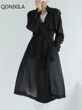 Yipinpay New Spring Summer Women's Windbreaker Fashion Loose Frenulum Sunscreen Trench Coat Thin Style Shirt & Blouse Top Women