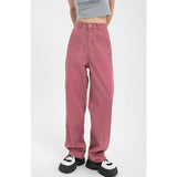 yipinpay Womans Jeans High Waist Wide Leg Denim Trouser Baggy Chic Design Ladies Pink Streetwear Vintage Straight Loose Jean Pants