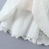 Yipinpay 3 Ways Wear White Embroidery Dress Short Puff Sleeve Mini Birthday Party Dresses Women Lacing Up Holiday Vacation Dress