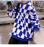 Yipinpay Plaid Hoodies Men O-neck Checkered Vintage Hoodie Preppy Stylish Women's sweatshirt Male All-match Streetwear Clothing