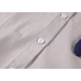 yipinpay Women's Clothing Shirt Versatile Loose Grey Long Sleeved Printed Bear Pattern Fashion Tops Casual Button Ladies Baggy Blouse